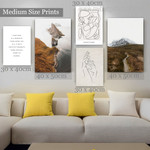 Hands Touching Abstract Figure Landscape Stretched Artwork Image 5 Panel Canvas Print for Home Decor