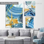 Golden Speckles Marble Spots Modern Photograph Abstract 3 Piece Set Wrapped Rolled Canvas Print Wall Hanging Artwork Arrangement