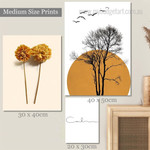 Rising Sun Adherent Tree Landscape Photograph Modern 3 Piece Set Stretched Canvas Print for Room Wall Art Outfit
