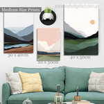 Chromatic Mountain Lake Modern Photograph Nature 3 Piece Set Canvas Print Wall Hanging Artwork Onlay