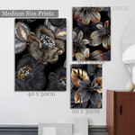 Camellia Flowers Floral Abstract 3 Panel Set Painting Photograph Modern Rolled Canvas Print Home Wall Moulding