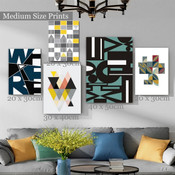 Quarter Scansion Squares Triangles Geometrical Scandinavian Stretched Photograph 5 Piece Set Abstract Canvas Print for Room Wall Art Onlay