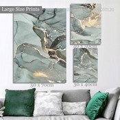 Tortuous Speckles Marble Abstract Modern Photograph 3 Piece Set Artwork Wrapped Rolled Canvas Print for Room Wall Garniture