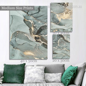 Tortuous Speckles Marble Abstract Stretched Canvas Print 3 Piece Modern Set Photograph for Room Wall Art Ornamentation