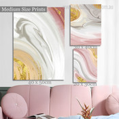 Smears Marble Pattern Abstract Modern Photograph 3 Piece Set Artwork Wrapped Rolled Canvas Print for Room Wall Garniture