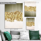 Golden Maculas Spots Abstract Photograph Rolled Wrapped 3 Multi Piece Modern Set Canvas Print for Room Wall Painting Onlay