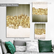 Golden Maculas Modern Abstract Rolled Photograph 3 Piece Set Canvas Print for Room Wall Artwork Outfit