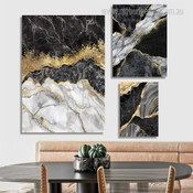 Devious Splash Marble Spots Abstract Modern Photograph 3 Piece Set Wrapped Rolled Canvas Print Wall Hanging Artwork Ornament