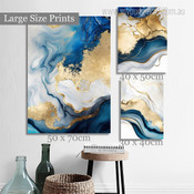 Gold Smirch Marble Spots Abstract Modern Photograph 3 Piece Set Wrapped Rolled Canvas Print Wall Hanging Artwork Adornment