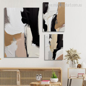 Chromatic Flaws Spots Abstract Stretched Cheap 3 Multi Panel Modern Wall Art Photograph Canvas Print for Room Equipment