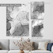 Grey Rambling Tarnishes Modern Stretched Abstract Photograph 3 Multi Panel Set Art Canvas Print for Room Wall Flourish