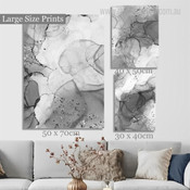 Grey Rambling Tarnishes Modern Abstract Rolled Photograph 3 Piece Set Canvas Print for Room Wall Artwork Ornamentation
