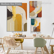 Devious Flecks Spots Modern Geometric 3 Multi Panel Painting Set Photograph Abstract Rolled Print on Canvas for Wall Hanging Getup