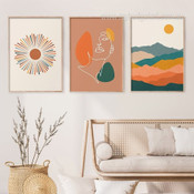 Colourful Mountains Abstract Landscape Modern 3 Piece Wall Art Painting Photo Canvas Prints For Room Trimming