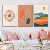 Colourful Mountains Abstract Landscape Modern 3 Piece Canvas Wall Art Painting Image Prints For Room Garnish
