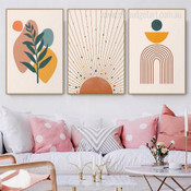 Shining Sun Abstract Geometric Modern 3 Piece Wall Art Painting Photo Canvas Prints For Room Trimming