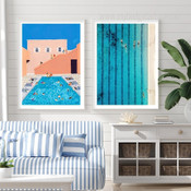 Swimming Pool Abstract Architecture Modern 2 Piece Canvas Wall Art Painting Image Prints For Room Decor