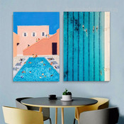Swimming Pool Abstract Architecture Modern 2 Piece Wall Art Set Painting Photo Prints For Room Ornament
