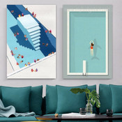 Swimmers Abstract Architecture Modern 2 Piece Multi Panel Canvas Wall Art Painting Picture Prints For Room Moulding
