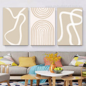 Curved Streaks Abstract Geometric Scandinavian Stretched 3 Piece Canvas Wall Art Painting Image Prints For Room Decoration