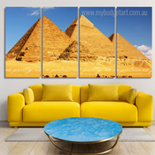 Great Pyramid Of Giza Landscape Modern Framed Painting Pictures 4 Piece Canvas Wall Art Set Australia For Office Décor