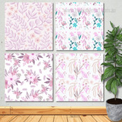 Flower Seamless Pattern Floral Modern Framed Painting Photograph 4 Piece Framed Wall Art Canvas Prints Set For Drawing Room