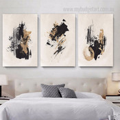 Hued Splotches Abstract Modern Artwork Picture 3 Piece Canvas Art Prints For Room Decoration