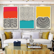 Wiggly Abstract Modern Artwork Picture 3 Panel Canvas Prints For Wall Drape