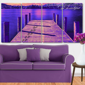 Jetty Of A Beautiful Lake England Landscape Modern Framed Painting Photograph 4 Piece Framed Wall Art Canvas Prints Set For Home Décor