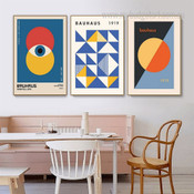 Geometric Design Modern Stretched Framed Artwork Image 3 Piece Abstract Wall Art Set Prints For Room Getup