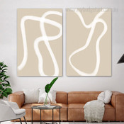 Lineaments Abstract Geometric Scandinavian Stretched Framed Painting Picture 2 Piece Wall Decor Set Prints For Room Equipment