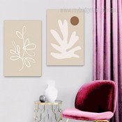 Leaves Abstract Botanical Scandinavian Stretched Framed Painting Photo 2 Piece Canvas Prints For Room Finery