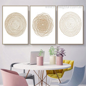 Geometric Abstract Circle Modern Artwork 3 Piece Canvas Prints for Room Wall Ornament