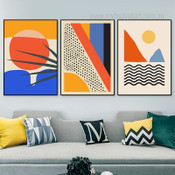 Geometric Abstract Design Minimalist Artwork 3 Piece Multi Panel Canvas Prints for Room Wall Adornment