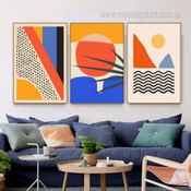 Geometric Abstract Design Minimalist Artwork 3 Piece Canvas Prints for Room Wall Ornament