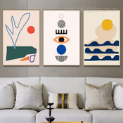 Abstract Sun Art Minimalist Artwork 3 Piece Canvas Prints for Room Wall Ornament