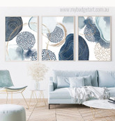 Gravel Abstract Scandinavian Framed Stretched Artwork 3 Panel Canvas Prints for Room Wall Ornament