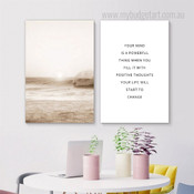 Calm Waves Typography Seascape Minimalist Boho Framed Stretched Artwork 2 Panel Wall Art for Room Wall Decor