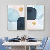 Abstract Geometric Modern Watercolor Framed Stretched Artwork 2 Panel Canvas Prints for Room Wall Decor