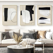 Creative Lines Modern Abstract Contemporary Framed Stretched Artwork 3 Panel Canvas Prints for Room Wall Garnish