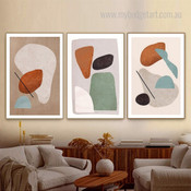 Geometric Abstract Art Minimalist Modern Framed Stretched Artwork 3 Panel Canvas Prints for Room Wall Ornament