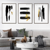 Brush Marks Modern Abstract Contemporary Framed Stretched Artwork 3 Piece Canvas Prints for Room Wall Spruce