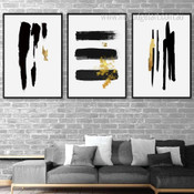 Brush Marks Modern Abstract Contemporary Framed Stretched Artwork 3 Piece Wall Art for Room Wall Garniture