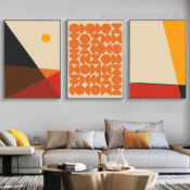 Geometric Shapes Modern Abstract Framed Stretched Artwork 3 Piece Wall Art for Room Wall Garniture