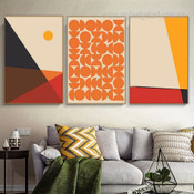Geometric Shapes Modern Abstract Framed Stretched Artwork 3 Piece Canvas Prints for Room Wall Adornment