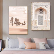 Desert Architecture Landscape Vintage Painting Picture Stretched 2 Piece Wall Decor Set Prints For Room Outfit