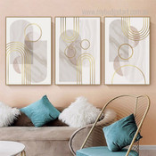 Winding Abstract Geometric Modern Stretched Framed Painting Photo 3 Piece Canvas Wall Art Prints For Room Onlay