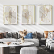 Winding Abstract Geometric Modern Stretched Framed Painting Image 3 Panel Canvas Prints For Room Decor