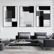 Geometric Boxes Abstract Modern Stretched Framed Painting Picture 3 Piece Canvas Prints For Room Flourish