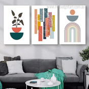 Twisty Geometric Abstract Modern Stretched Framed Painting Image 3 Piece Wall Decor Set Prints For Room Disposition